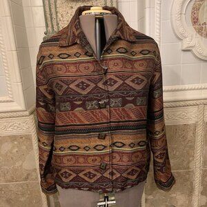 Southwestern Aztec  Tapestry Jacket.  Sz 18 (1X).  $118. Long Sleeve. Lined. WTC